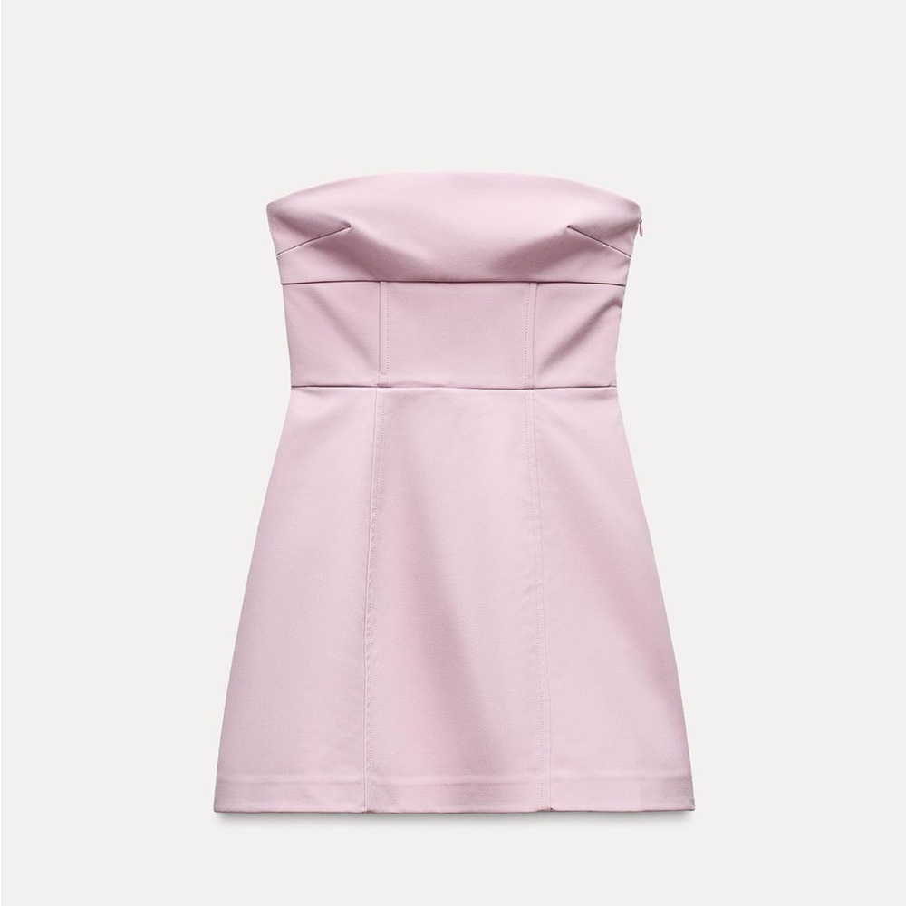 Short Strapless pink bow dress